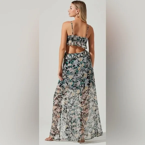 ASTR The Label Palace Floral Cutout Maxi Dress Size L - Picture 2 of 16